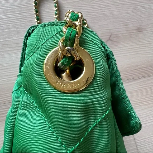 Vintage Prada Tessuto Quilted Nylon Bag Green - Picture 13 of 14